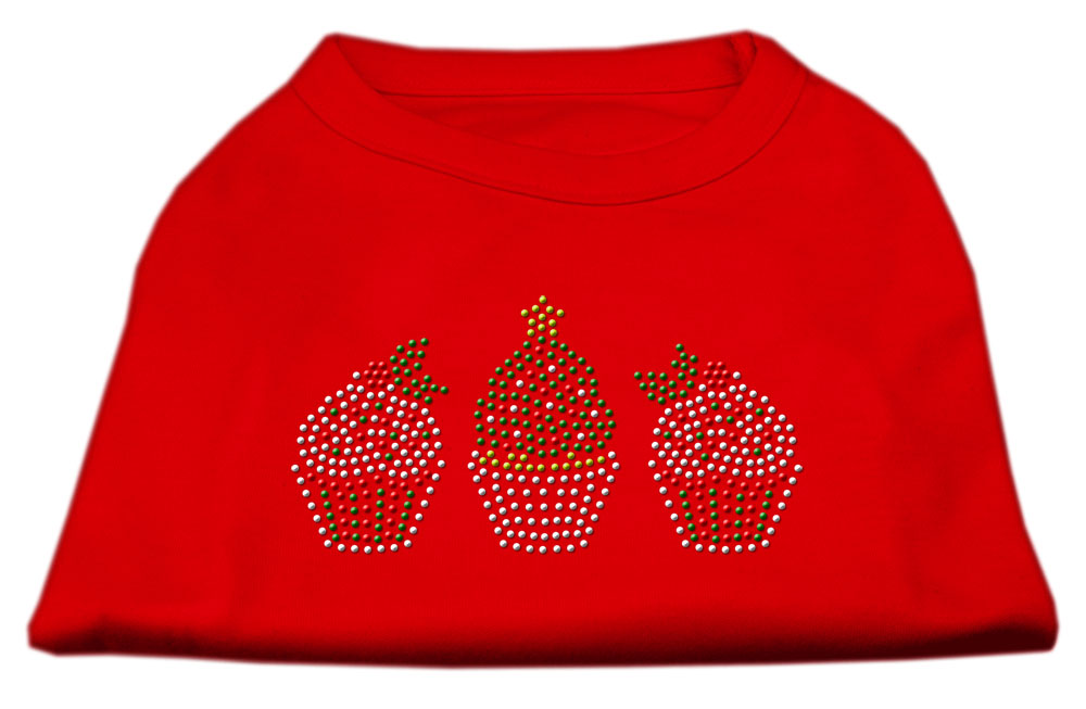 Christmas Cupcakes Rhinestone Shirt Red XS